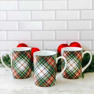 Ralph Lauren tartan plaid Christmas mugs set of 3
